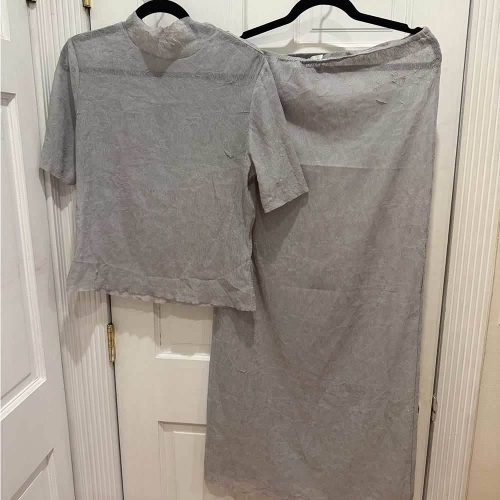 Elegant Gray Women's Two-Piece Set
